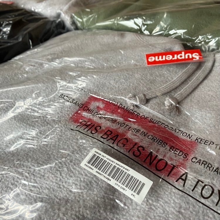 Supreme Inside Out Box Logo Hooded Sweatshirt Heather Grey